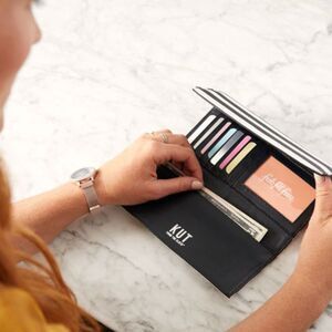 Kut From The Cloth Wallet Striped Slim Vegan Trifold Dust Bag New Sealed